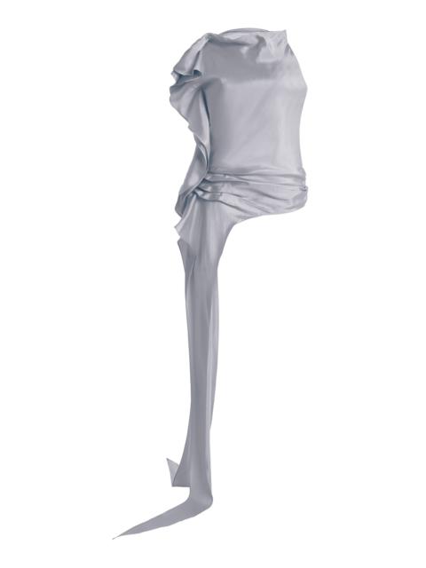 KALLMEYER Exclusive Elif Asymmetric Draped Satin Top blue