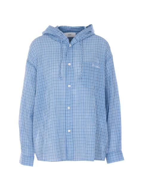 Dunst hooded checked-pattern shirt