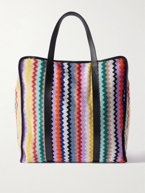 Missoni Riverbero Leather-trimmed Striped Cotton-terry Tote
