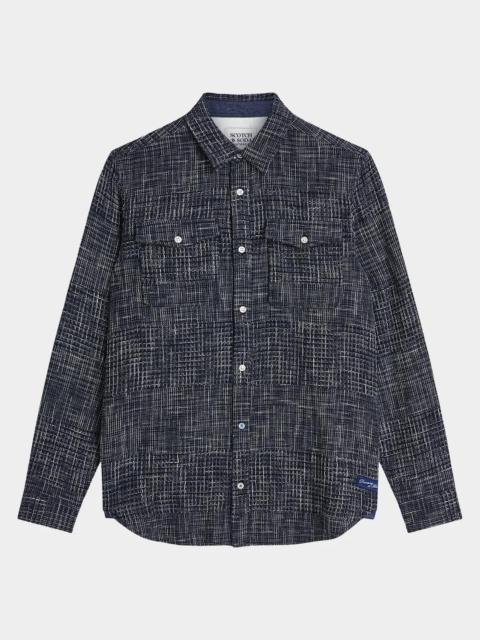 SCOTCH & SODA Men's Melange Waffle Classic Fit Button-Front Shirt
