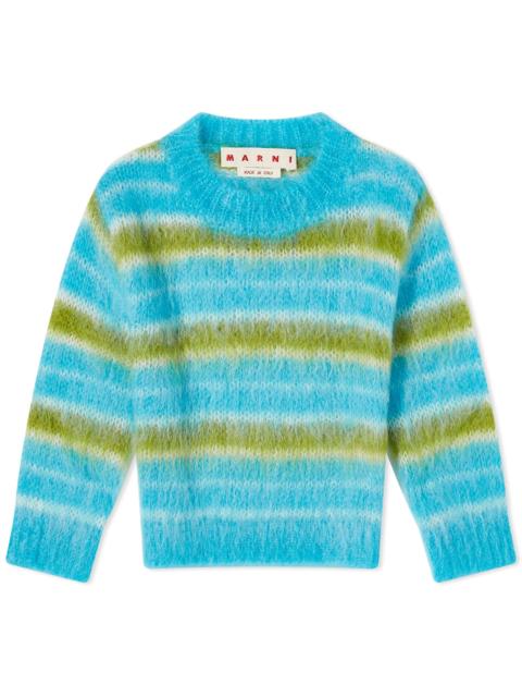 Marni Marni 3/4 Sleeve Brushed Multicolor Stripes Cropped Sweater