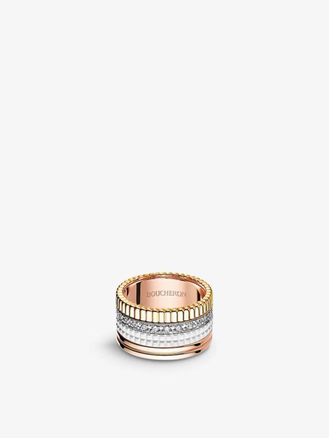 Boucheron Quatre 18ct white, yellow and pink gold, 0.49ct diamond and ceramic ring