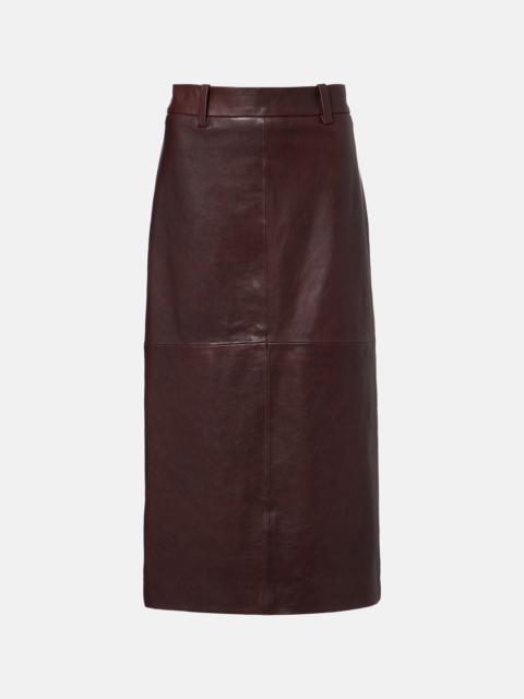 Brunello Cucinelli Leather midi skirt