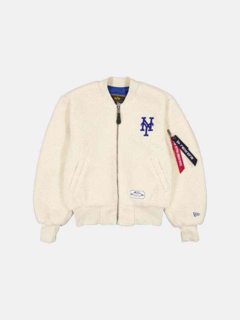 Nike NEW YORK METS X ALPHA X NEW ERA MA-1 SHERPA BOMBER JACKET WOMENS