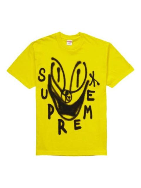 Supreme FW18 Smile Tee Yellow Graffiti Smiling Face Printing Short Sleeve Unisex Yellow SUP-FW18-119