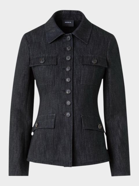 AKRIS Delia Cotton Denim Stretch Shirt Jacket