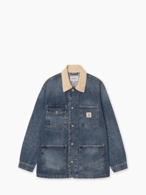 Carhartt WIP CARHARTT WIP WARREN CHORE COAT CAMANO DENIM DARK USED BLUE/DUSTY H BROWN