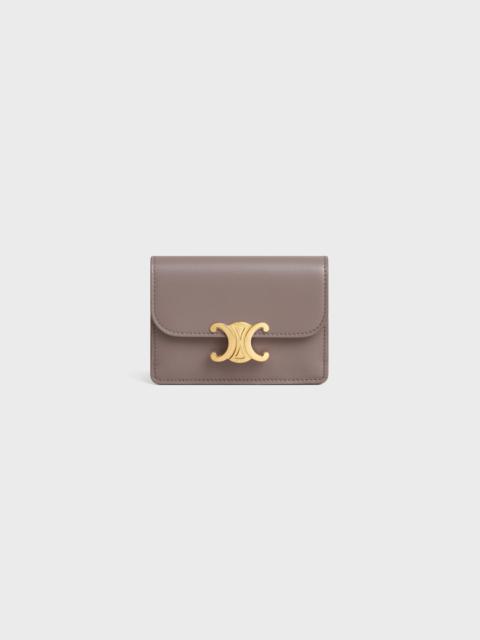 CELINE CARD HOLDER WITH FLAP TRIOMPHE in Shiny calfskin