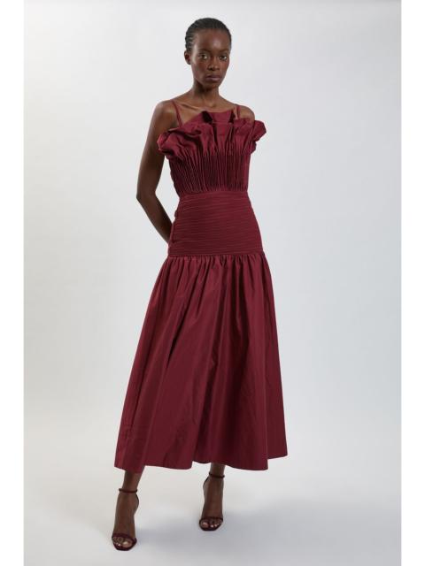 KAREN MILLEN Petite Taffeta Ruffle Detail Midi Dress
