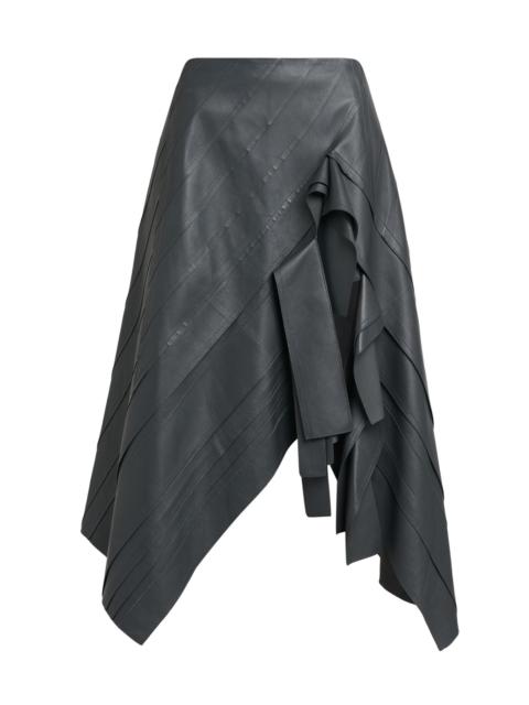 Bottega Veneta Women's Asymmetric Ruffled Leather Midi-Skirt - Iron