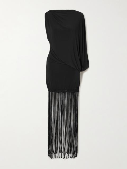 FAITHFULL Colmar One-sleeve Fringed Draped Stretch-jersey Dress