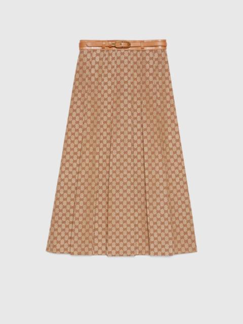 GUCCI GG linen canvas pleated skirt