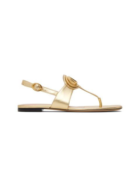Valentino Gold VLogo Thong Sandals