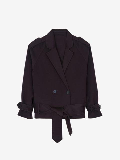 The Frankie Shop Elys Short Wool Trench - Dark Plum