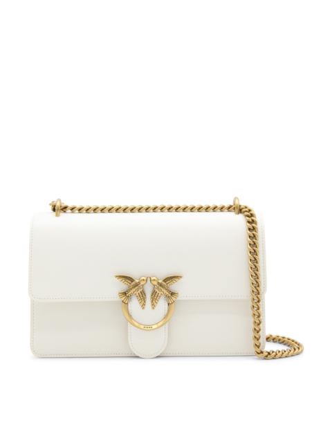 white leather love one classic crossbody bag
