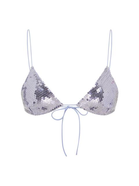 ALEX PERRY Sequined Mesh Bikini Top purple