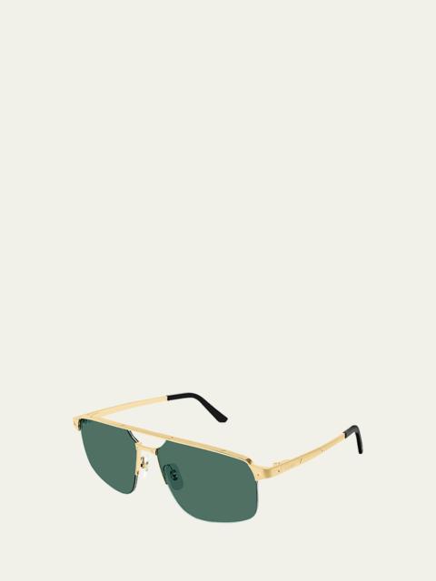 Cartier Men's Square Rimless Metal Sunglasses