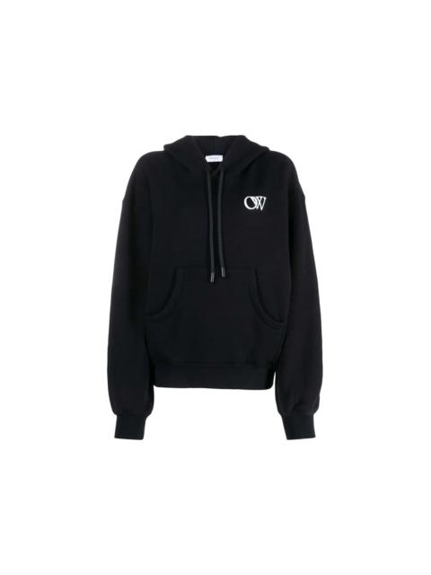 Off-White OFF-WHITE OW Logo-Print Cotton Hoodie Black