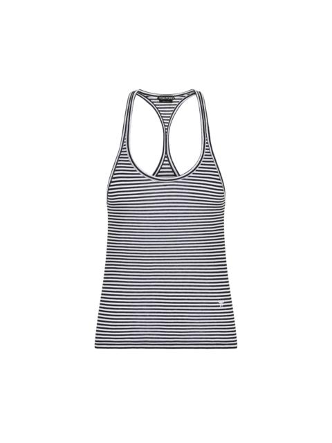 TOM FORD STRIPED TANK TOP WITH TONAL TF EMBROIDERED LOGO