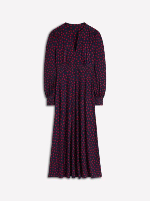 BODEN Ivy Smocked Midi Dress-French Navy, Painted Dot