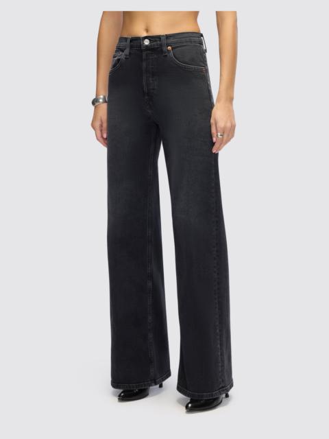 RE/DONE Comfort Stretch High Rise Wide Leg - Washed Noir