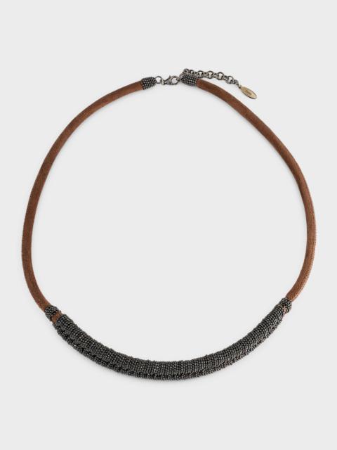 Monili Braided Leather Choker Necklace