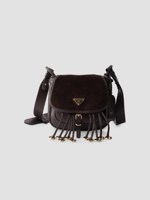 Prada Women's Corsaire Corduroy and Leather Mini Shoulder Bag - Brown