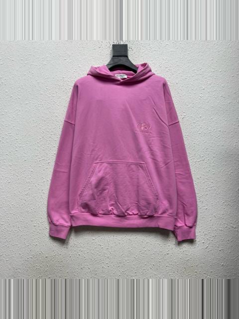 BALENCIAGA Balenciaga Pink Front‑Back Embroidered Hooded Sweater