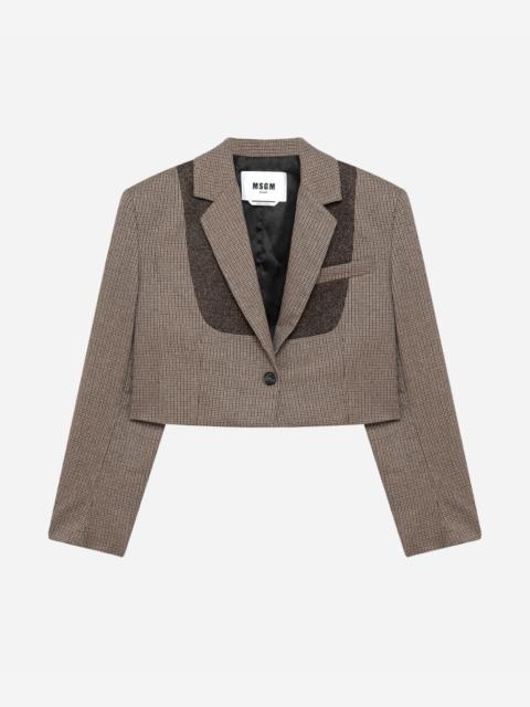 MSGM Cropped jacket with micro houndstooth pattern