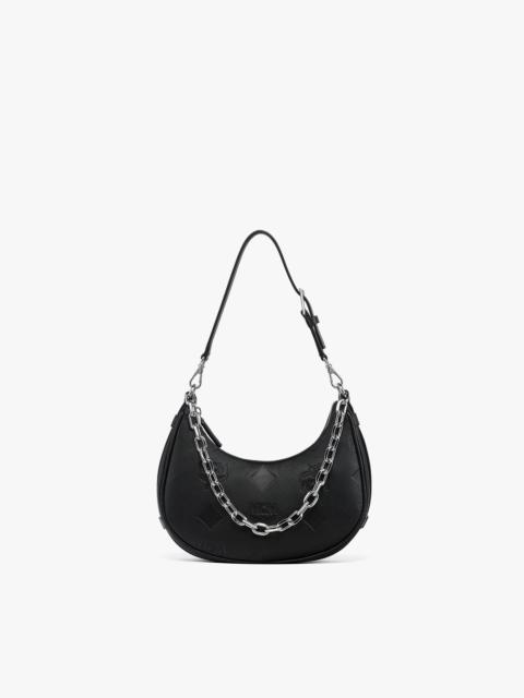 MCM Aren Crescent Hobo Bag in Maxi Monogram Leather