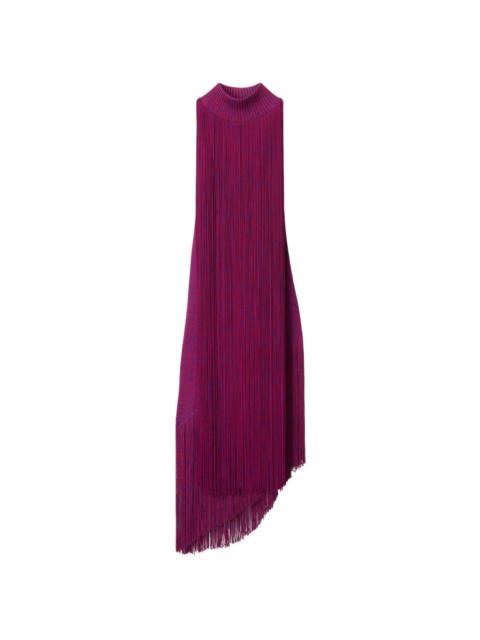 asymmetric fringed midi dress