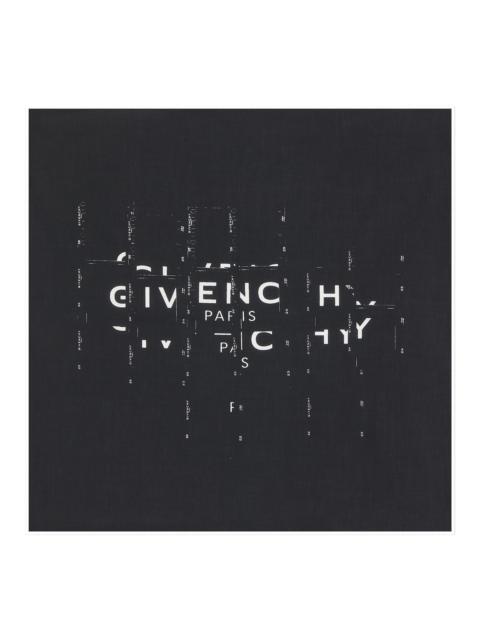 Givenchy Men's Small Square Scarf in Cotton with Photographic Negative Print - Black