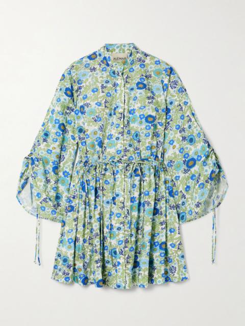 ALÉMAIS Pam floral-print organic cotton-poplin mini dress Blue