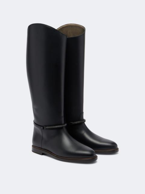 Brunello Cucinelli Monili leather knee-high boots