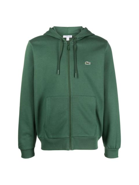 LACOSTE logo-embroidered zip-up hoodie