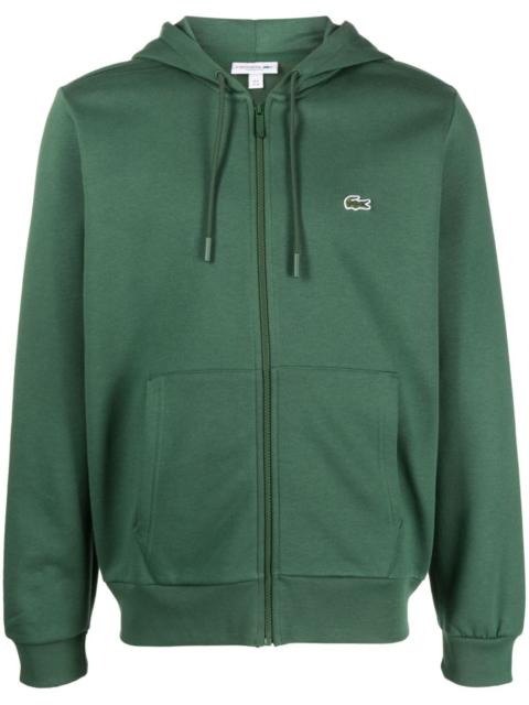 LACOSTE logo-embroidered zip-up hoodie