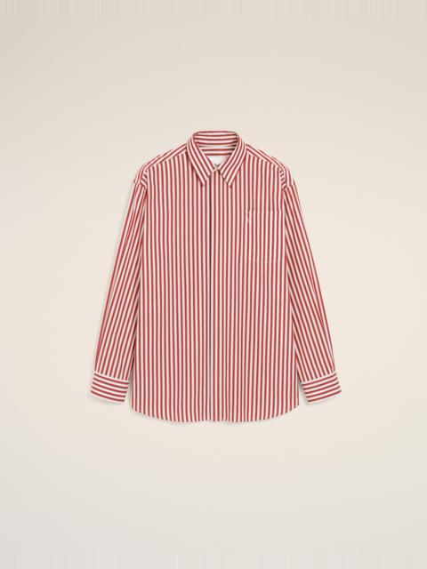 AMI Paris RED LARGE STRIPED SHIRT WITH EMBOSSED AMI DE COEUR
