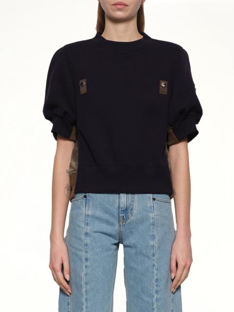 sacai Sponge x Nylon Twill Pullover in Navy/Dark Khaki