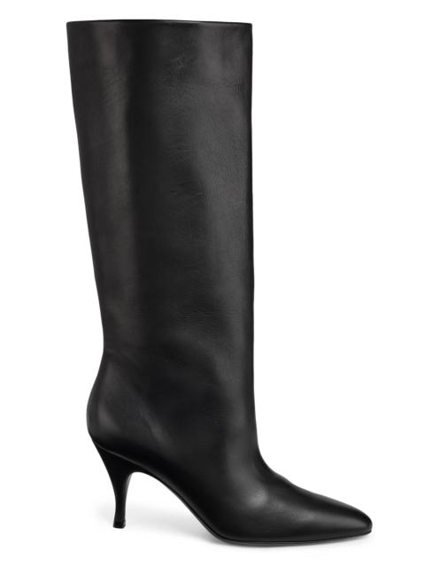 herbert levine Women's 80MM Leather Knee-High Booties - Soft Calf Skin Black