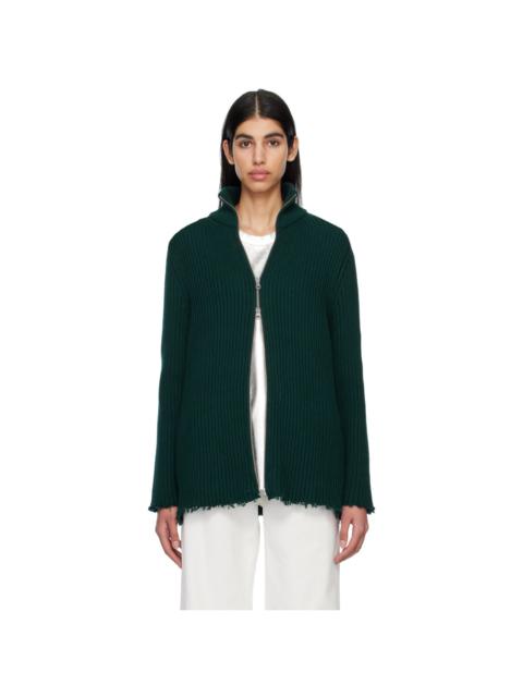 MM6 Maison Margiela Green Raw Edge Sweater