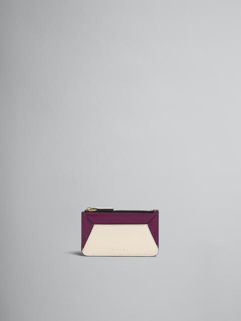 Marni PURPLE AND WHITE LEATHER CARD CASE