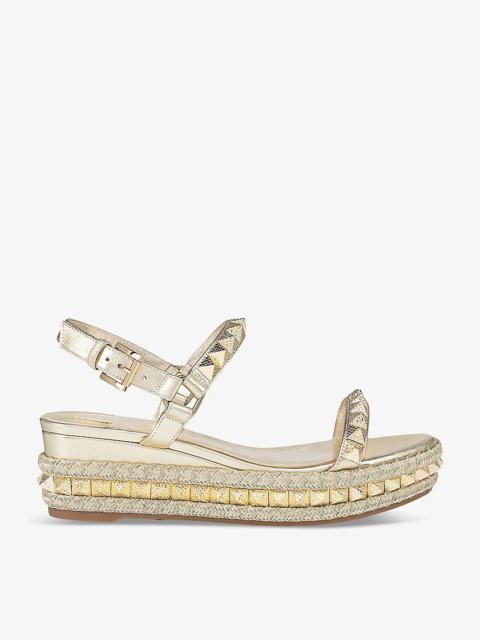 Christian Louboutin Pyraclou 60 stud-embellished suede wedge sandals