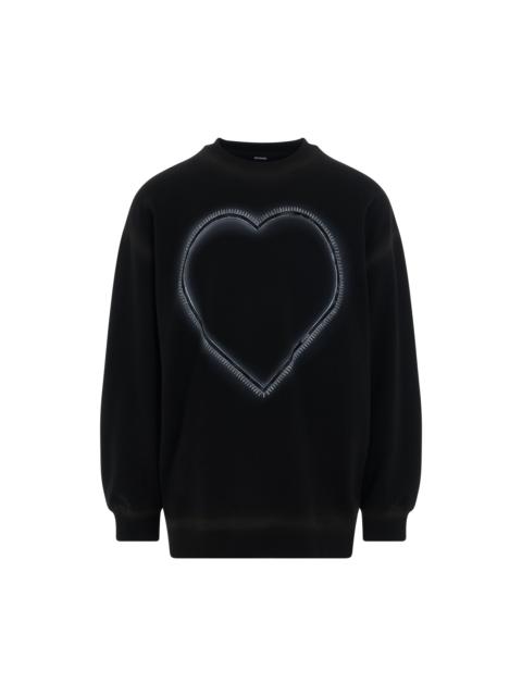 We11done Heart Choker Print Sweatshirt in Black