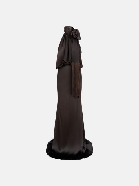 THE ATTICO DARK BROWN LONG DRESS