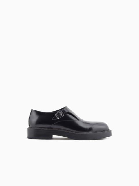 EMPORIO ARMANI BRUSHED LEATHER MONKSTRAPS