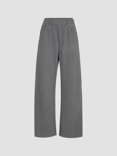Brunello Cucinelli Women's Cotton Smooth French Terry Trousers - Dark Grey