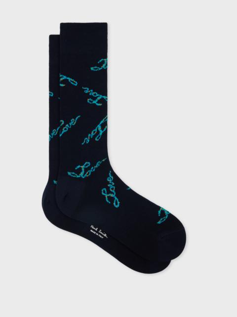 Paul Smith Navy 'Love' Socks