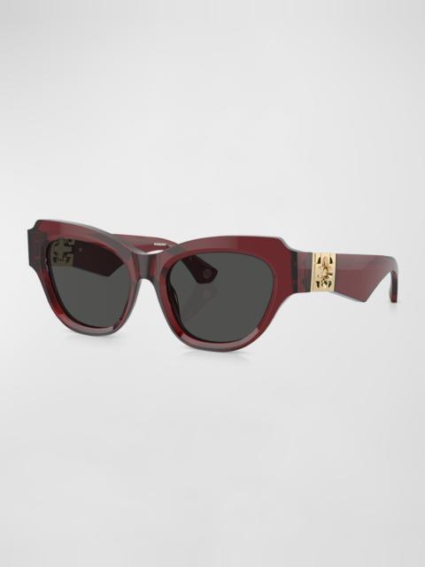 Beveled Acetate & Plastic Cat-Eye Sunglasses