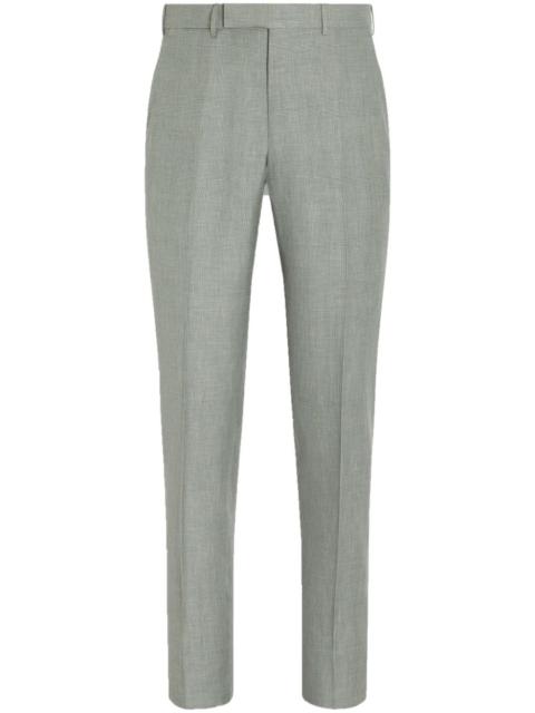 ZEGNA Crossover wool-linen-silk checked trousers