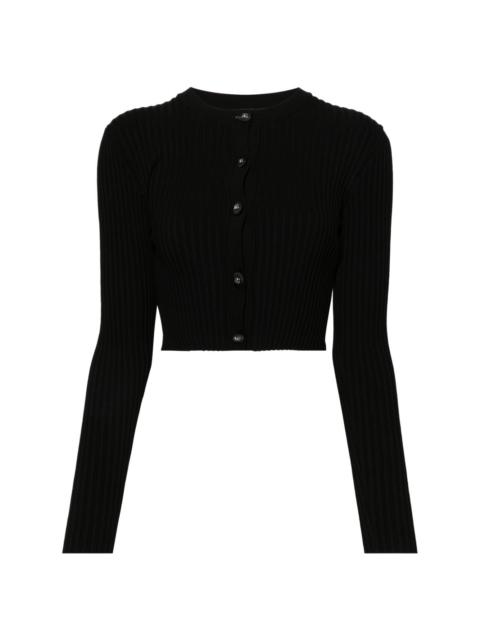 cropped ribbed-knit cardigan